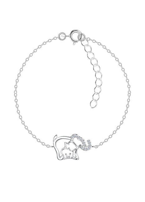 Sterling Silver Mom and Baby Elephant Bracelet