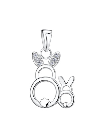 Sterling Silver Mom and Baby Rabbit Pendant