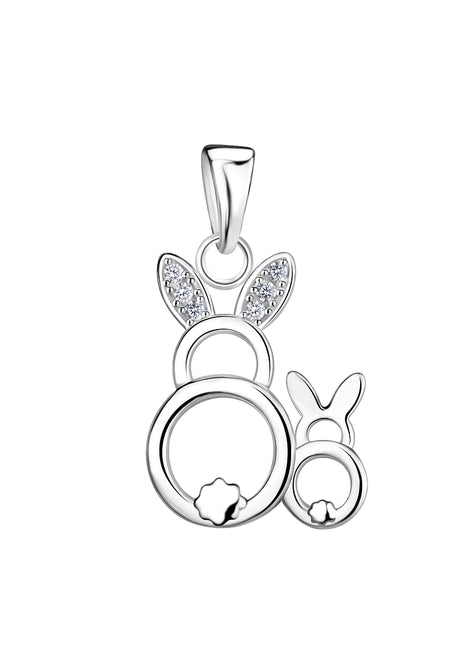 Sterling Silver Mom and Baby Rabbit Pendant