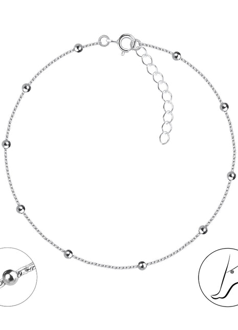 25cm Sterling Silver Satellite Anklet with Extension