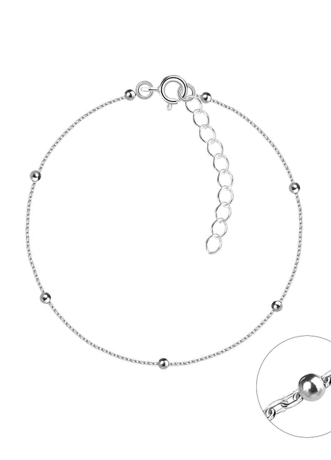 18cm Sterling Silver Satellite Bracelet with Extension