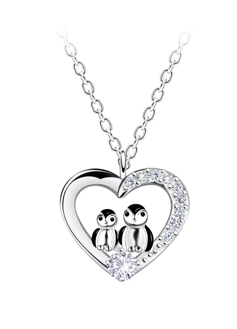 Sterling Silver Mom and Baby Penguin Necklace