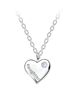 Sterling Silver Daughter Heart Necklace