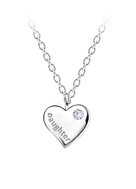 Sterling Silver Daughter Heart Necklace