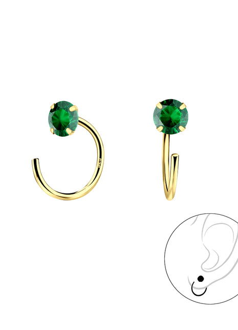 4mm Round Cubic Zirconia Sterling Silver Ear Huggers