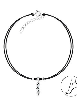 Sterling Silver Surfboard Cord Anklet