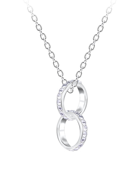Sterling Silver Circle Crystal Necklace