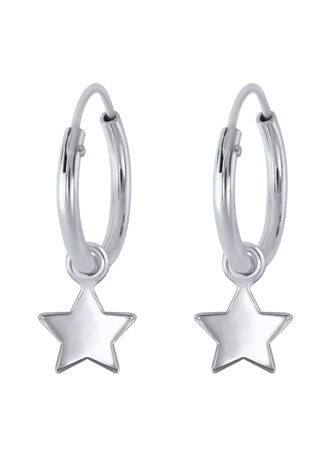 Sterling Silver Star Charm Ear Hoops