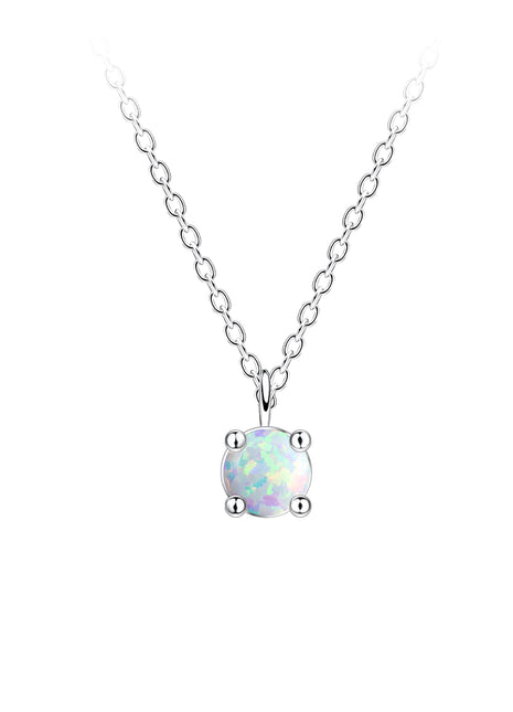 4mm Opal Sterling Silver Necklace