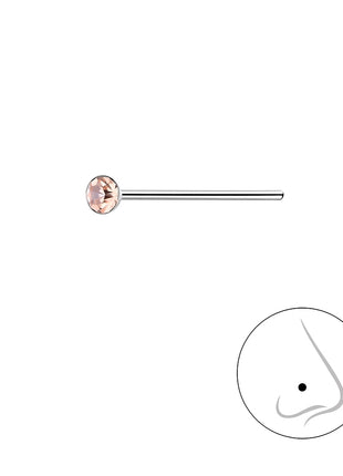 2mm Round Crystal Sterling Silver Nose Stud