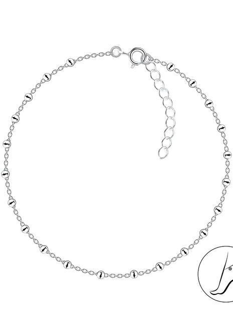 26cm Sterling Silver Satellite Anklet With Extension
