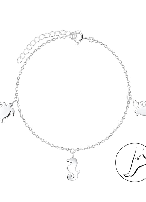 Sterling Silver Ocean Life Anklet