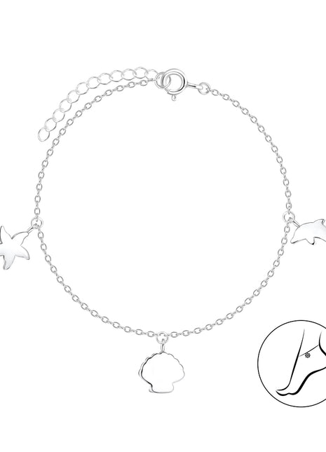 Sterling Silver Ocean Life Anklet