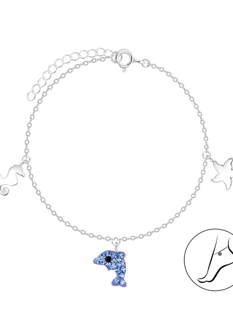 Sterling Silver Sea Life Anklet