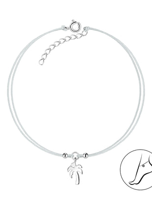Sterling Silver Palm Tree Cord Anklet