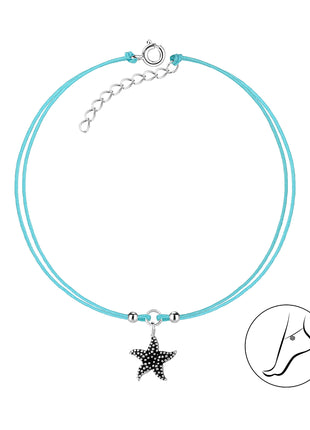 Sterling Silver Starfish Cord Anklet