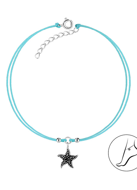 Sterling Silver Starfish Cord Anklet