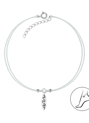 Sterling Silver Surfboard Cord Anklet