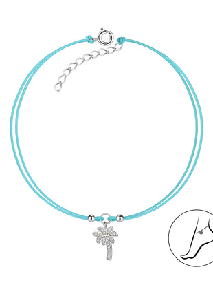 Sterling Silver Palm Tree Cord Anklet