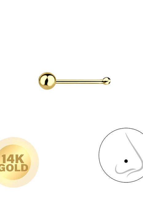 14ct Solid Gold – 2mm Ball Nose Stud with Ball