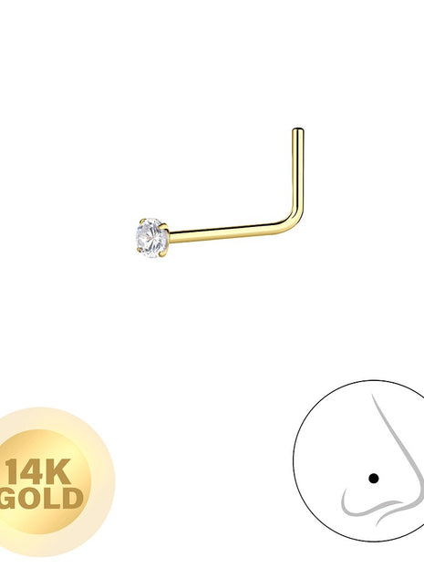 14ct Solid Gold – 1.5mm Round Cubic Zirconia Nose Stud