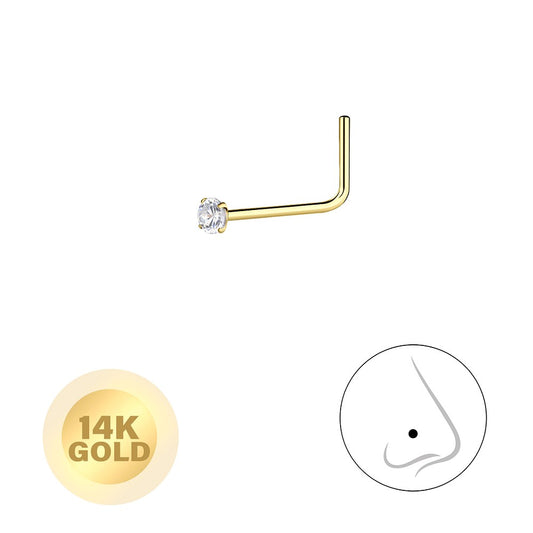 14ct Solid Gold – 1.5mm Round Cubic Zirconia Nose Stud