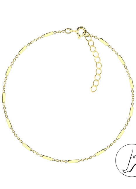 25cm Sterling Silver Cable Bar Anklet With Extension