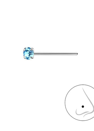 2.5mm Round Crystal Sterling Silver Nose Stud
