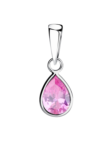 6x8mm Pear Cubic Zirconia Sterling Silver Pendant