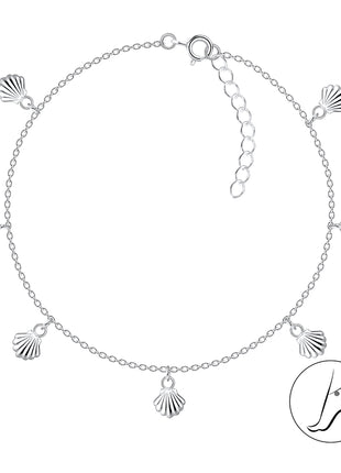 25cm Sterling Silver Shell Charm Anklet