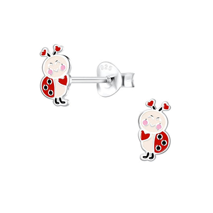 Sterling Silver Ladybug Ear Studs
