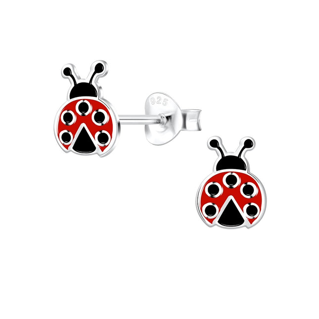 Sterling Silver Ladybug Ear Studs