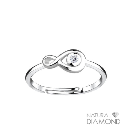 Sterling Silver Infinity Adjustable Ring With Natural Diamond