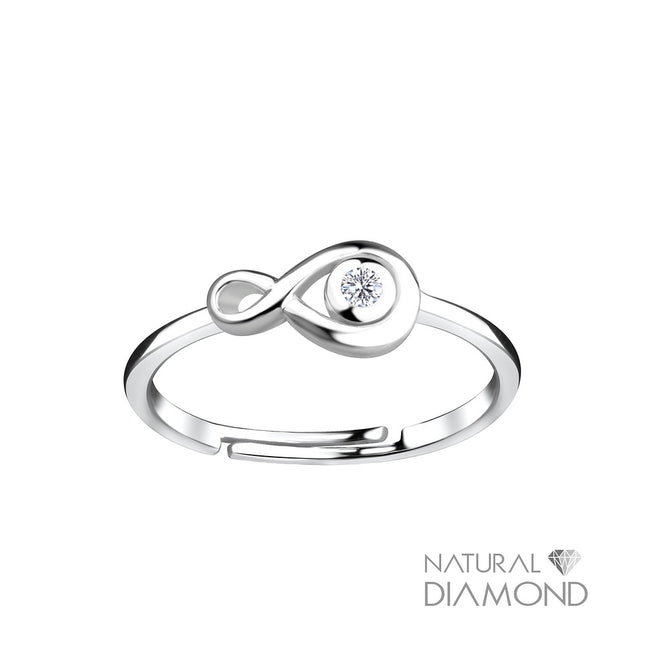 Sterling Silver Infinity Adjustable Ring With Natural Diamond
