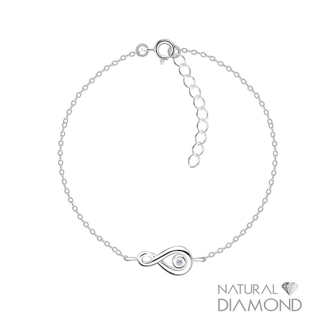 Sterling Silver Infinity Bracelet With Natural Diamond