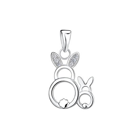 Sterling Silver Mom and Baby Rabbit Pendant