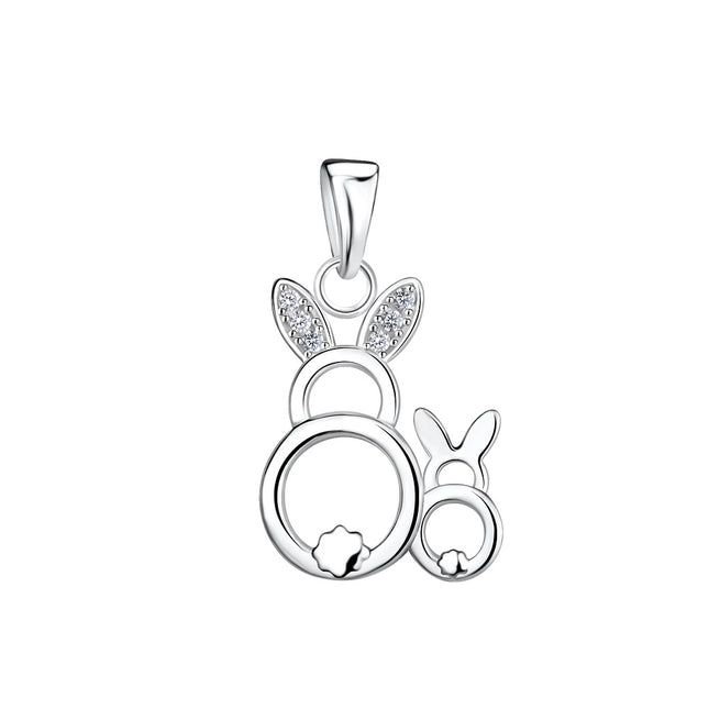 Sterling Silver Mom and Baby Rabbit Pendant