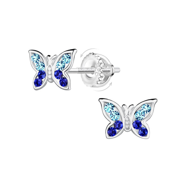 Sterling Silver Butterfly Screw Back Ear Studs