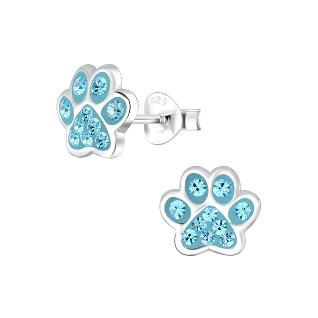 Sterling Silver Paw Print Ear Studs