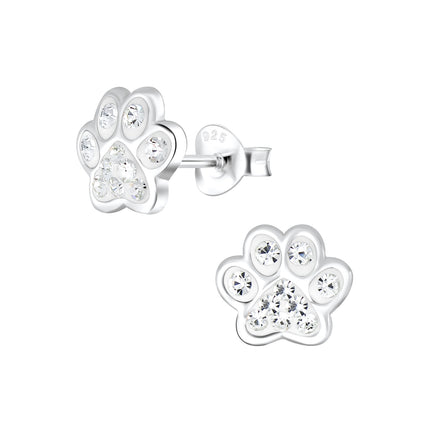 Sterling Silver Paw Print Ear Studs