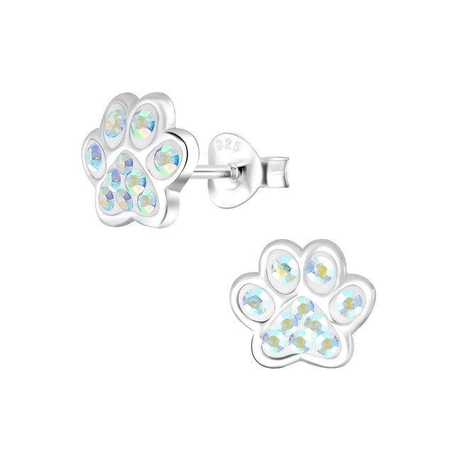 Sterling Silver Paw Print Ear Studs