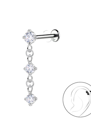 Sterling Silver Hanging Stones with Titanium Labret
