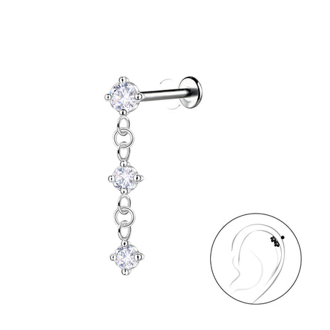 Sterling Silver Hanging Stones with Titanium Labret