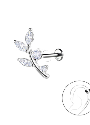 Sterling Silver Leaf with Titanium Labret