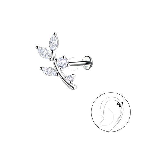 Sterling Silver Leaf with Titanium Labret