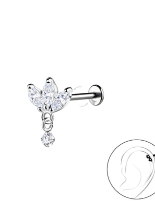 Sterling Silver Flower with Titanium Labret