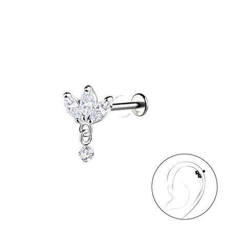 Sterling Silver Flower with Titanium Labret