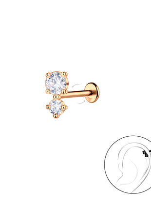Sterling Silver Double Stones with Titanium Labret