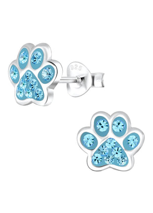Sterling Silver Paw Print Ear Studs