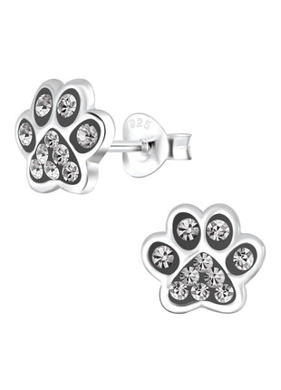 Sterling Silver Paw Print Ear Studs